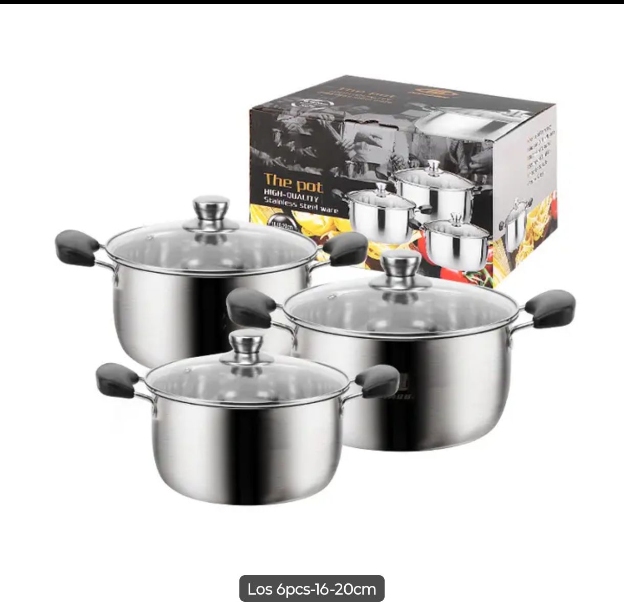 Set. Ollas de acero inoxidable.